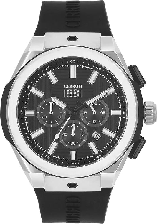 Cerruti 1881 Ruscello Chronograph – Black Dial with Rubber Strap